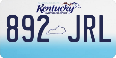 KY license plate 892JRL