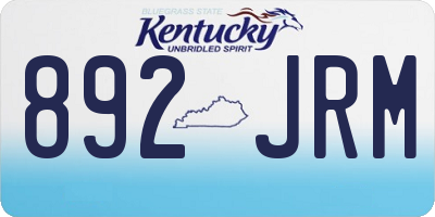 KY license plate 892JRM