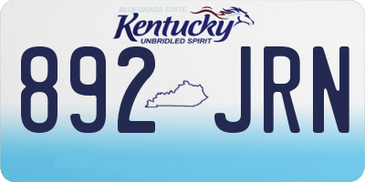 KY license plate 892JRN