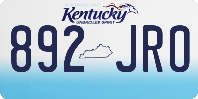 KY license plate 892JRO