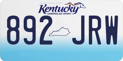 KY license plate 892JRW