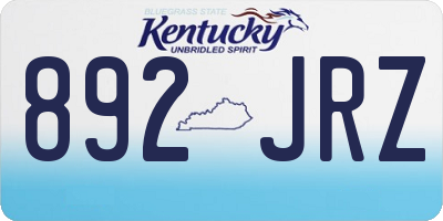 KY license plate 892JRZ