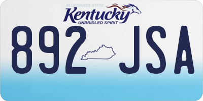 KY license plate 892JSA