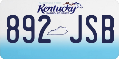 KY license plate 892JSB