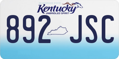 KY license plate 892JSC