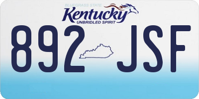 KY license plate 892JSF