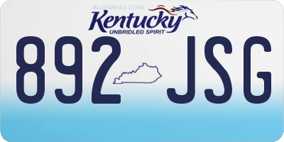 KY license plate 892JSG