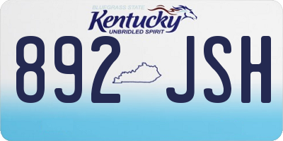 KY license plate 892JSH
