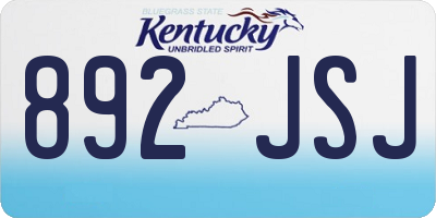 KY license plate 892JSJ