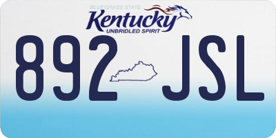 KY license plate 892JSL