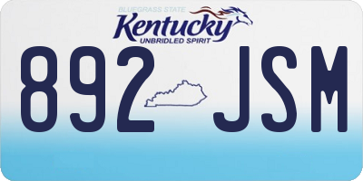 KY license plate 892JSM