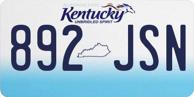 KY license plate 892JSN