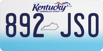 KY license plate 892JSO