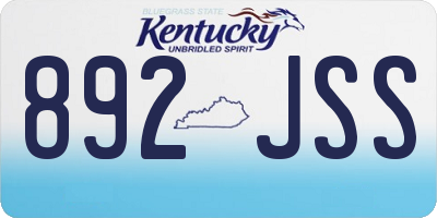 KY license plate 892JSS