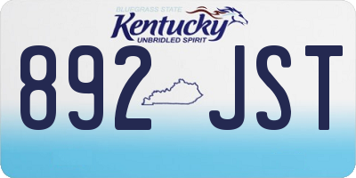 KY license plate 892JST