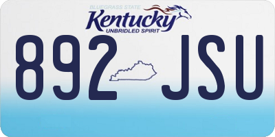 KY license plate 892JSU