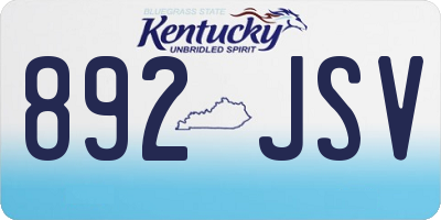 KY license plate 892JSV