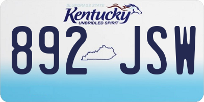 KY license plate 892JSW