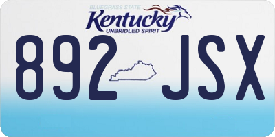 KY license plate 892JSX