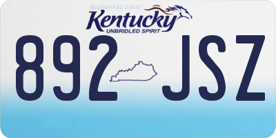 KY license plate 892JSZ