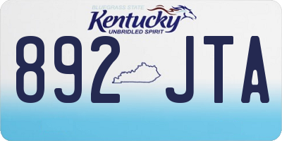 KY license plate 892JTA