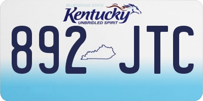 KY license plate 892JTC