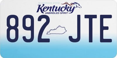 KY license plate 892JTE