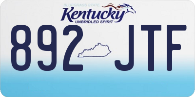 KY license plate 892JTF