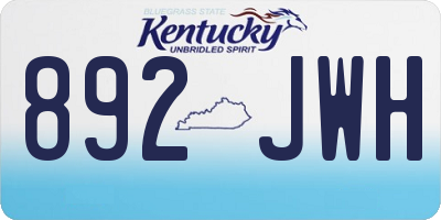 KY license plate 892JWH