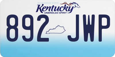 KY license plate 892JWP
