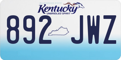 KY license plate 892JWZ