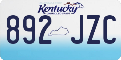 KY license plate 892JZC