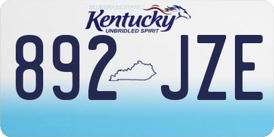 KY license plate 892JZE