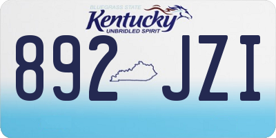 KY license plate 892JZI