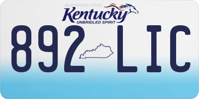 KY license plate 892LIC