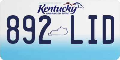 KY license plate 892LID