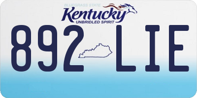 KY license plate 892LIE