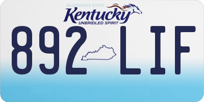 KY license plate 892LIF