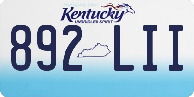 KY license plate 892LII