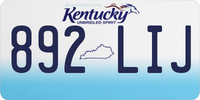 KY license plate 892LIJ