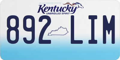 KY license plate 892LIM