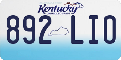 KY license plate 892LIO
