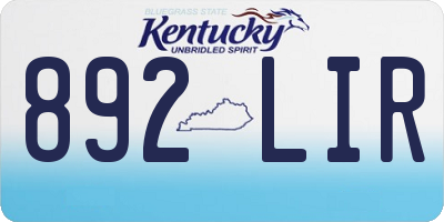 KY license plate 892LIR
