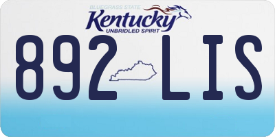 KY license plate 892LIS