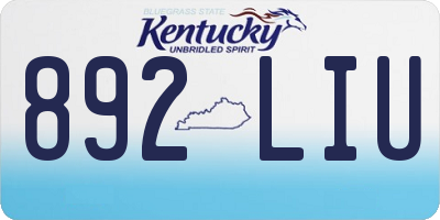 KY license plate 892LIU