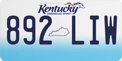 KY license plate 892LIW