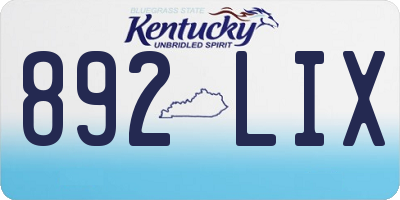 KY license plate 892LIX