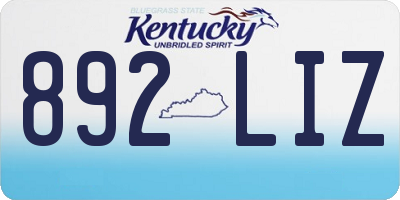 KY license plate 892LIZ