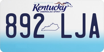 KY license plate 892LJA