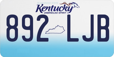 KY license plate 892LJB